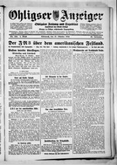 Ohligser Anzeiger : Ohligser Zeitung und Tageblatt ; einzige in Ohligs erscheinende Tageszeitung