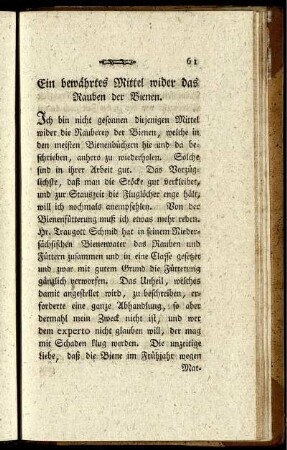 Ein bewährtes Mittel wider das Rauben der Bienen.