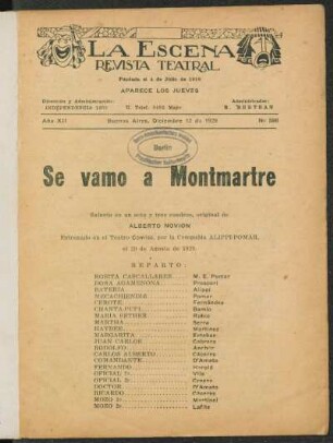 Se vamo a Montmartre : sainete en un acto y tres cuadros