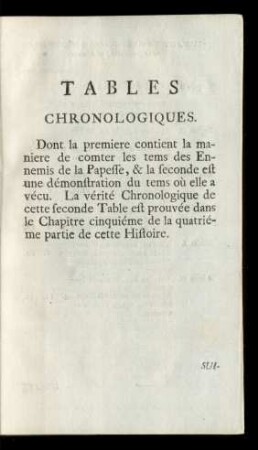 Tables Chronologiques.