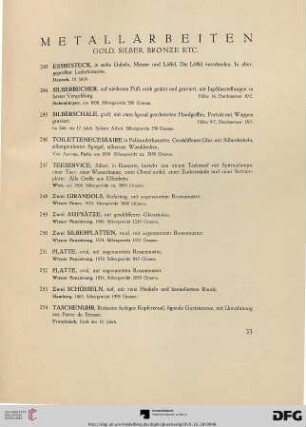 Metallarbeiten Gold, Silber, Bronze, etc. (Nr. 243-275)