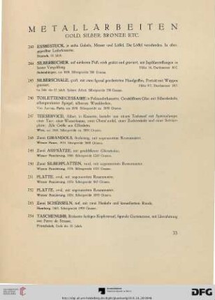 Metallarbeiten Gold, Silber, Bronze, etc. (Nr. 243-275)