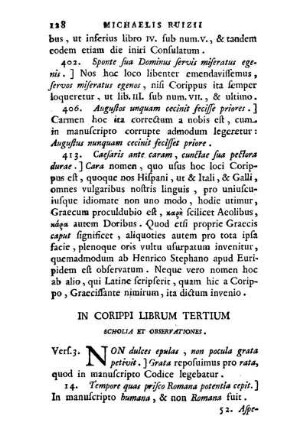 In Corippi Librum Tertium Scholia Et Observationes.