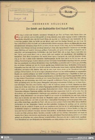 Der Schrift- und Buchkünstler Emil Rudolf Weiß