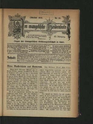 Oktober 1919. Nr. 10.