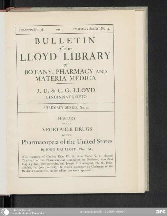 History of the vegetable drugs of the Pharmacopoeia of the United States