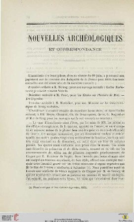 Nouvelles archéologiques et correspondance