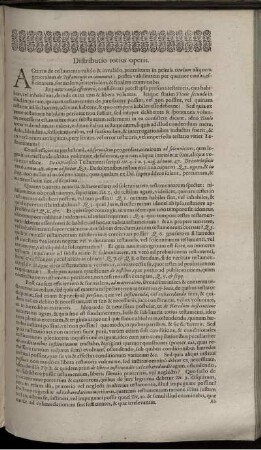 Distributio totius operis / Praefatio Ad Lectorem
