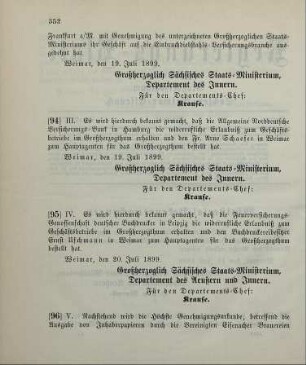 94. Ministerial-Bekanntmachung, betreffend Zulassung der Allgemeinen Norddeutschen Versicherungs-Bank in Hamburg zum Geschäftsbetrieb im Großherzogthum