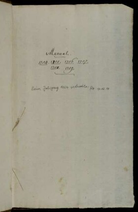Manual. 1754. 1755. 1756. 1757. 1758. 1759., Göttingen, 1.2.1754 - 13.11.1759