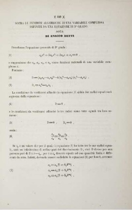 Sopra le funzioni algebriche di una variabile complessa definite da una equazione di 3° grado.