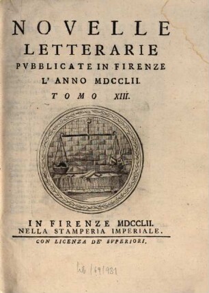 Novelle letterarie, pubblicate in Firenze. 13. 1752