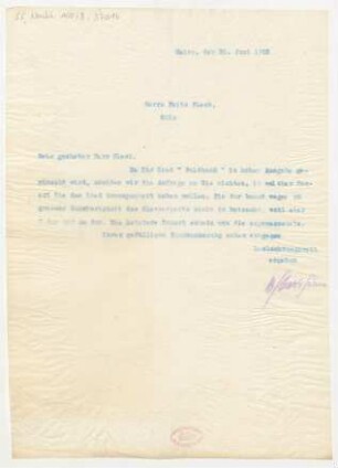 Brief an Fritz Fleck : 30.06.1913