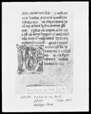 Vollbrevier — Initiale D (ominus illuminatio), darin Halbfigur Christi, Folio 200recto