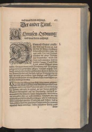 Der ander Titul. Almusen Ordnung
