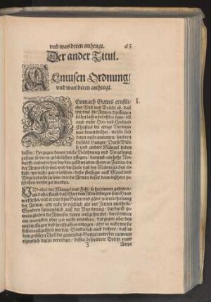 Der ander Titul. Almusen Ordnung