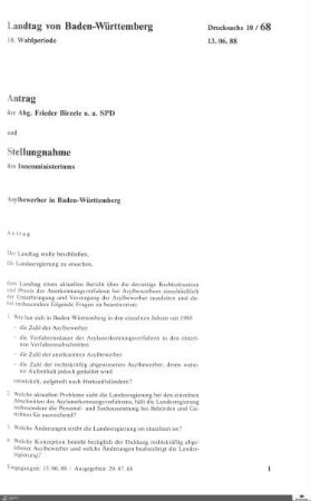 Antrag der SPD: Asylbewerber