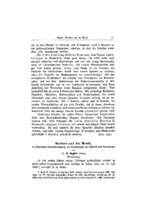 Herbart und die Musik, : mit besonderer Berücksichtigung der Beziehungen zur Ästhetik und Psychologie ; (Fortsetzung)