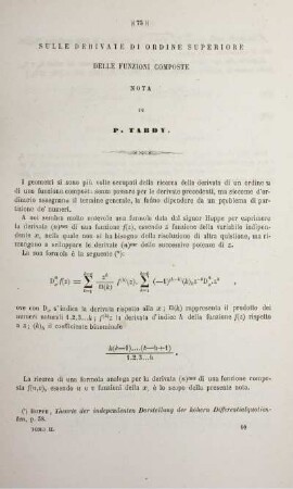 Sulle derivate di ordine superiore delle funzioni composte.