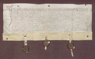 Dieter von Angelloch verschreibt sich gegenüber Peter Flamm von Freimersheim wegen 100 Gulden Kapital. Mitbesiegler und Leistungsbürgen: Hans von Helmstatt zu Grombach und Peter von Mentzingen.