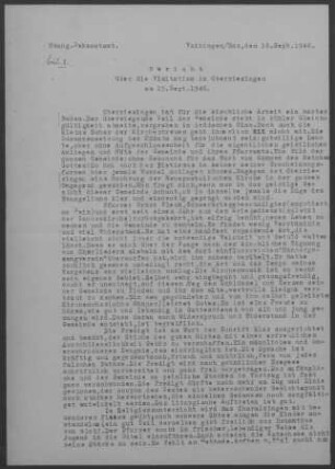 Oberriexingen: Visitationsbericht mit Pfarrbericht 1946