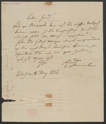 Brief an B. Schott's Söhne : 04.03.1836