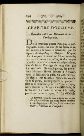 Chapitre Douzième. Batailles entre les Romains & les Carthaginois.