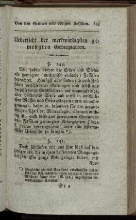 Uebersicht der merkwürdigsten gemengten Gebirgsarten