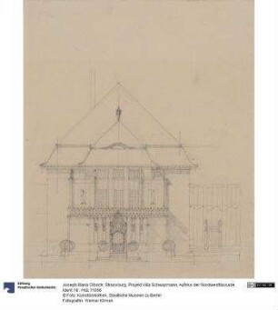 Strassburg, Projekt Villa Schwazmann, Aufriss der Nordwestfassade