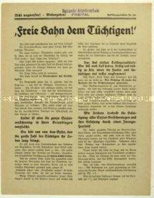Flugblatt mit Forderung nach einer Reform des deutschen Versicherungssystems