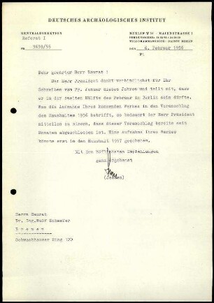 H. Jessen an W. Schaefer