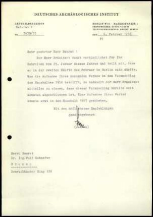 H. Jessen an W. Schaefer