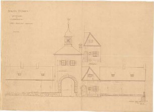 Seidl, Gabriel von; Steinach; Schlossneubau - Westflügel der Hofeinfassung, Ostseite (Abwicklung)