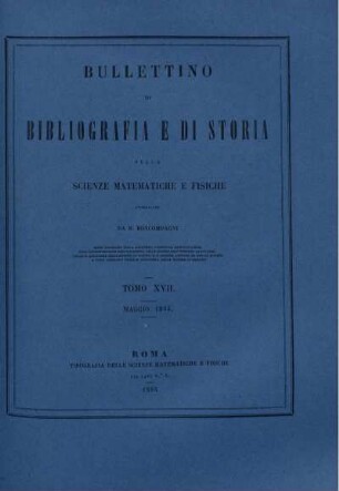 Tomo XVII. Maggio 1884.