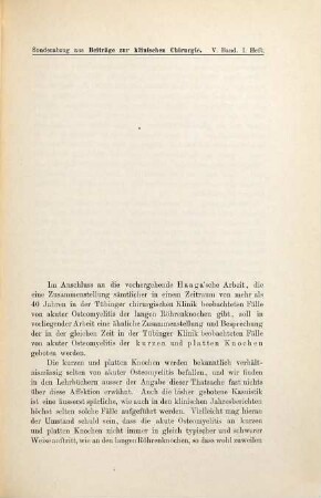 Ueber die akute Osteomyelitis der kurzen und platten Knochen