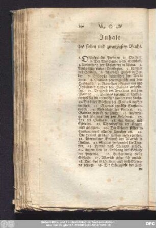 Inhalt des sieben und zwanzigsten Buchs.