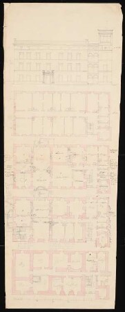 Schloss Schwusen: Gartenansicht, Grundriss Keller-, Erd- und Obergeschosse