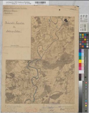 Ems Kanalisierung Übersichtsplan der Haltung Hilter 1891 1 : 25 000 69 x 50 Einzeichnung auf Druck A. Franke, Wasserbauinspektor Wasser- und Schiffahrtsdirektion Münster