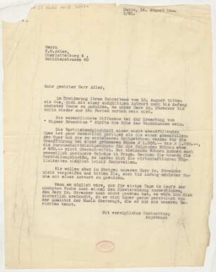 Brief an F. Charles Adler : 14.08.1930
