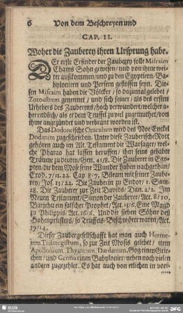 Cap. II. Woher die Zauberey ihren Ursprung habe