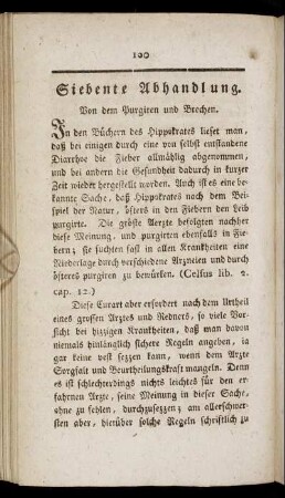 Siebente Abhandlung. Von dem Purgiren und Brechen.