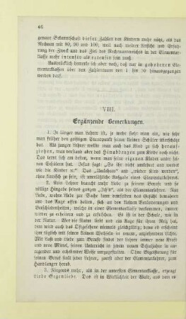 VIII. Ergänzende Bemerkungen