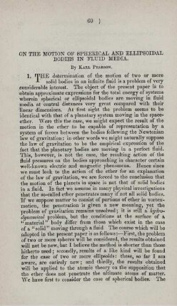 On the motion of spherical and ellipsoidal bodies in fluid media.