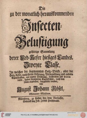 Titelblatt: Erd=Kefer, zweyte Klasse