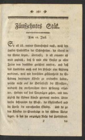 Fünfzehntes Stük. Am 12. Jul.