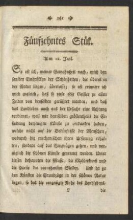 Fünfzehntes Stük. Am 12. Jul.