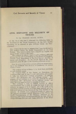 Civil Servants and Security of Tenure
