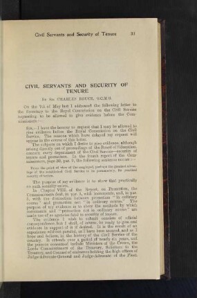 Civil Servants and Security of Tenure