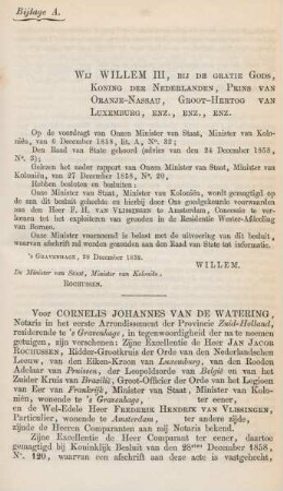 Bijlage A. Wij Willem III, bij de gratie Gods, ...