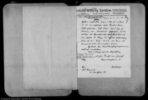 Berechtsame der Braunkohlenmutung "Hammerstein" bei Sandow (heute: Sadów), Kr. West-Sternberg